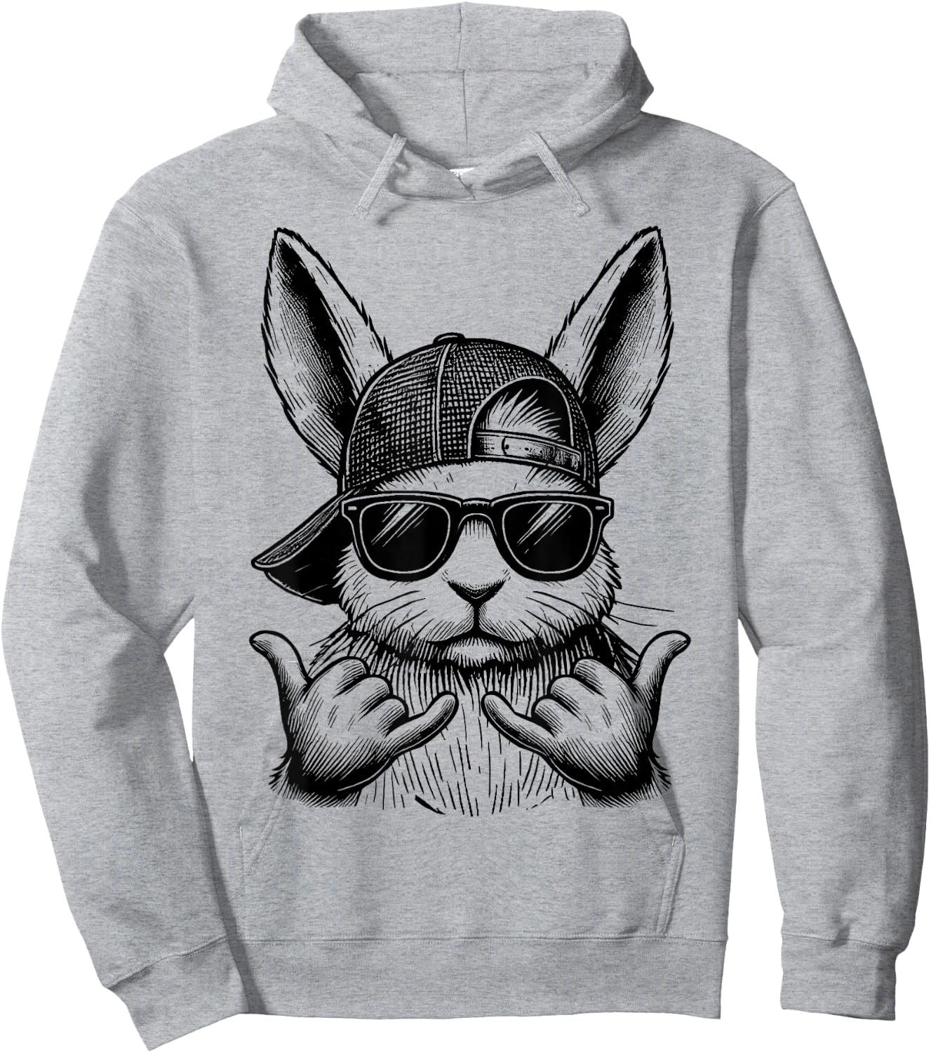 Cool Bunny Face Sunglasses Rabbit Easter Day Kids Boys Hoodie - Hoodie | Ash