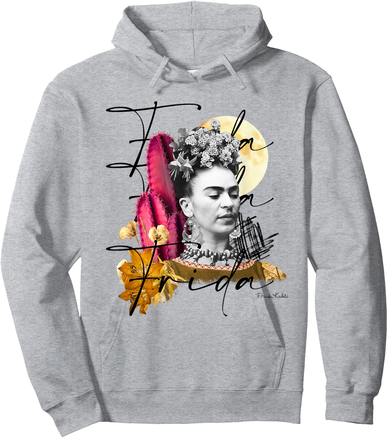Frida Kahlo - Damen , Weiß, S, Kurzarm, Klassisch, Kunst, Asymmetrisch Hoodie - Hoodie | Ash