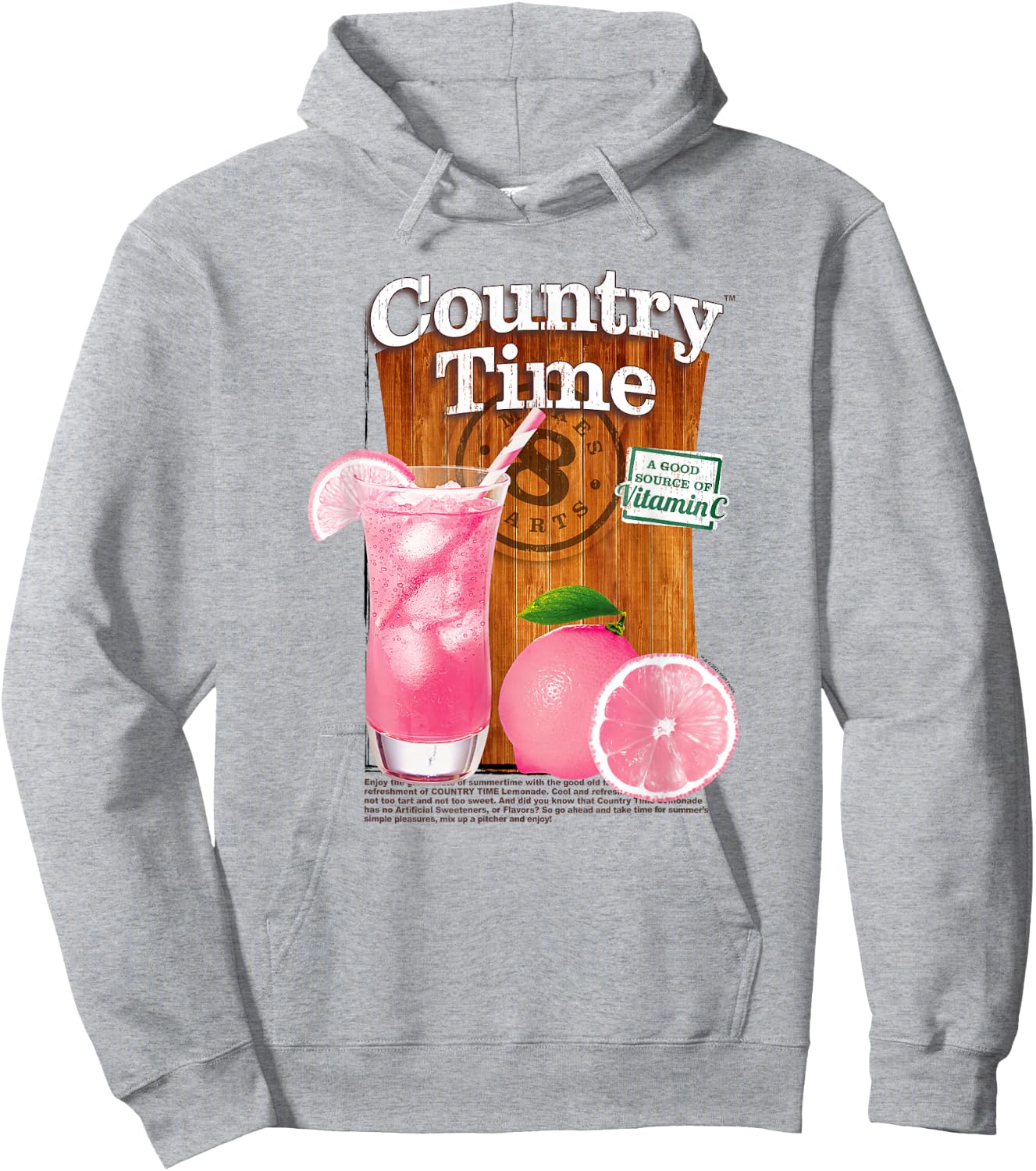 Country Time Pink Lemonade Classic Beverage Logo Hoodie - Hoodie | Ash