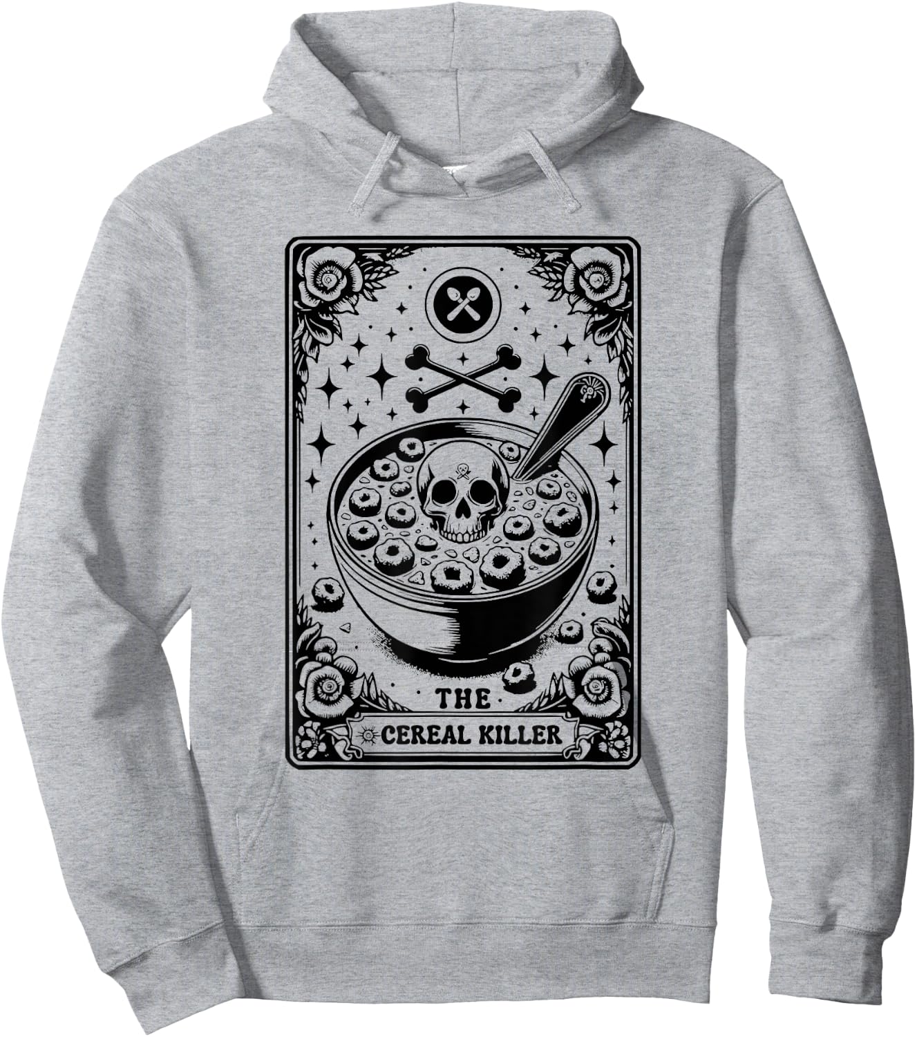 Cereal Killer Breakfast Cereal Bowl Cereals Skull Tarot Card Hoodie - Hoodie | Ash
