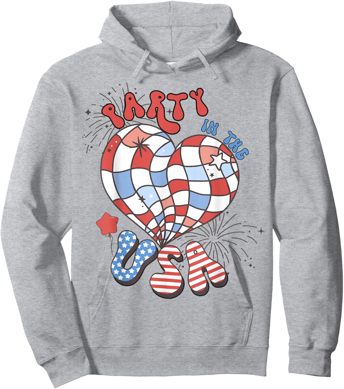 Party in The USA 4th of July America Independence Girl Women Hoodie - Hoodie | Ash