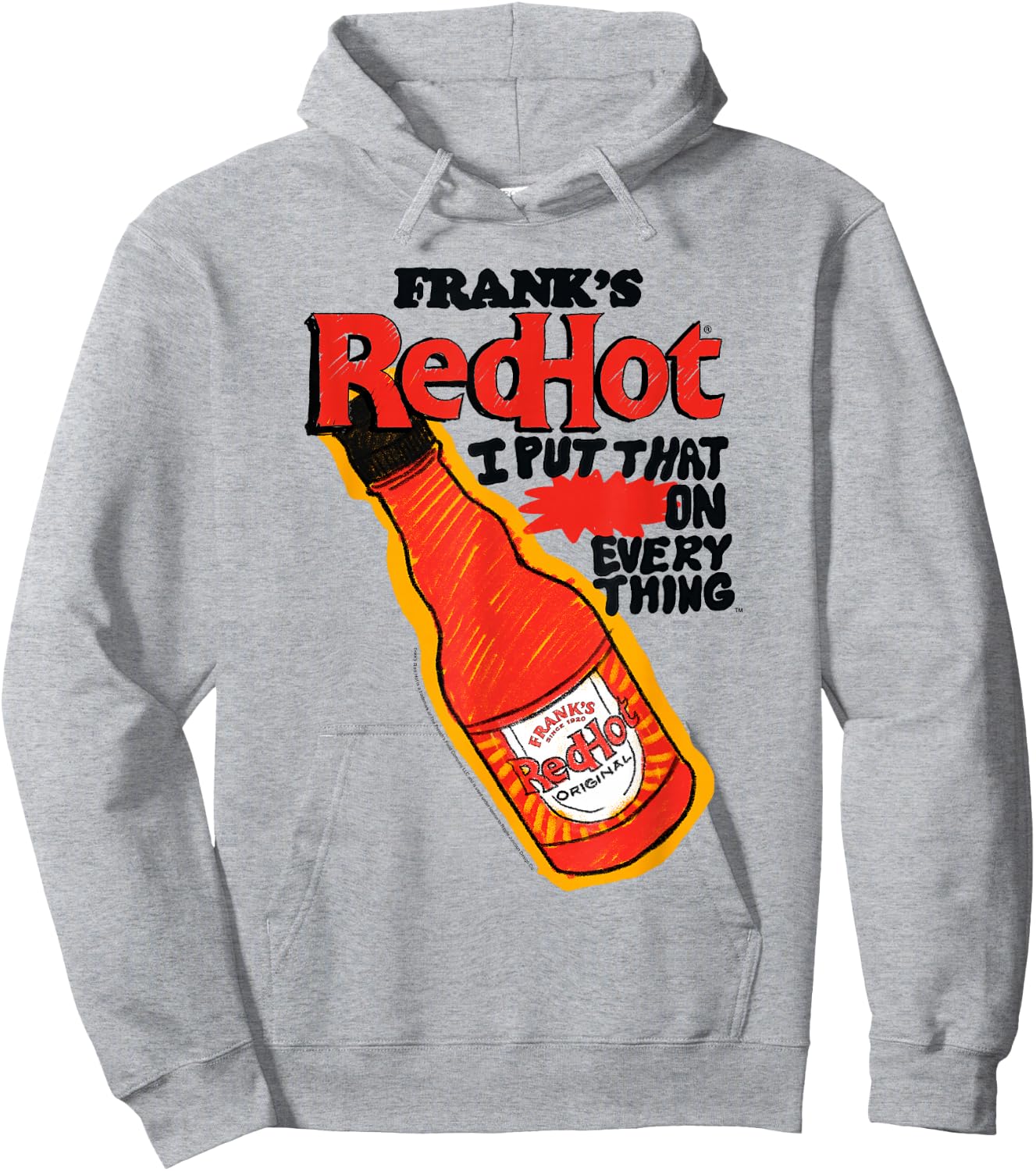 Frank’s RedHot Sauce Original Bottle Illustration Hoodie - Hoodie | Ash