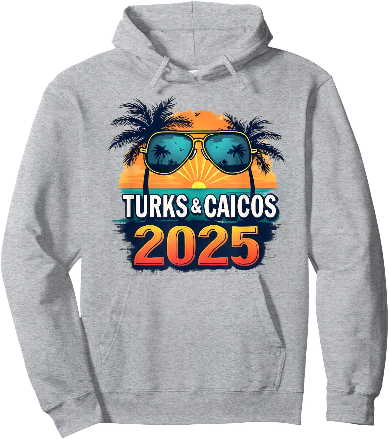 Tropical Turks & Caicos 2025 Retro Hoodie - Hoodie | Ash