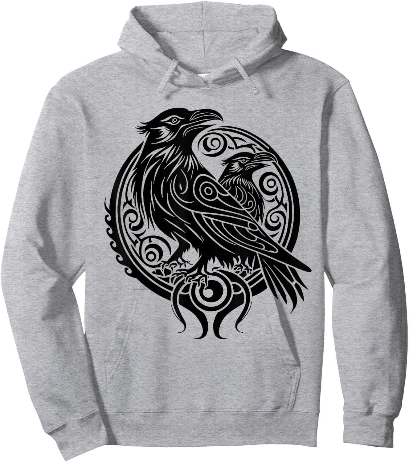 Odin Ravens Nordic Mythology Viking Celtic Bird Animal Hoodie - Hoodie | Ash