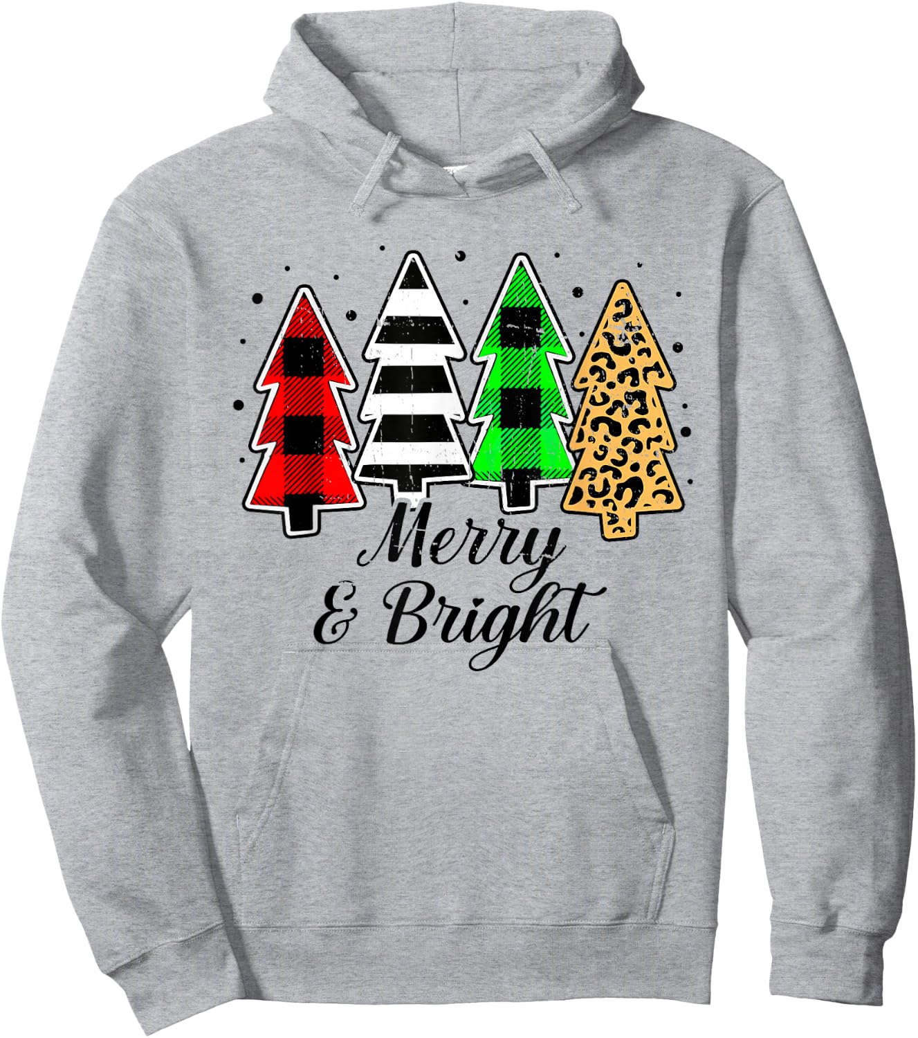 Merry and bright christmas family pajamas matching men women Hoodie - Hoodie | Ash
