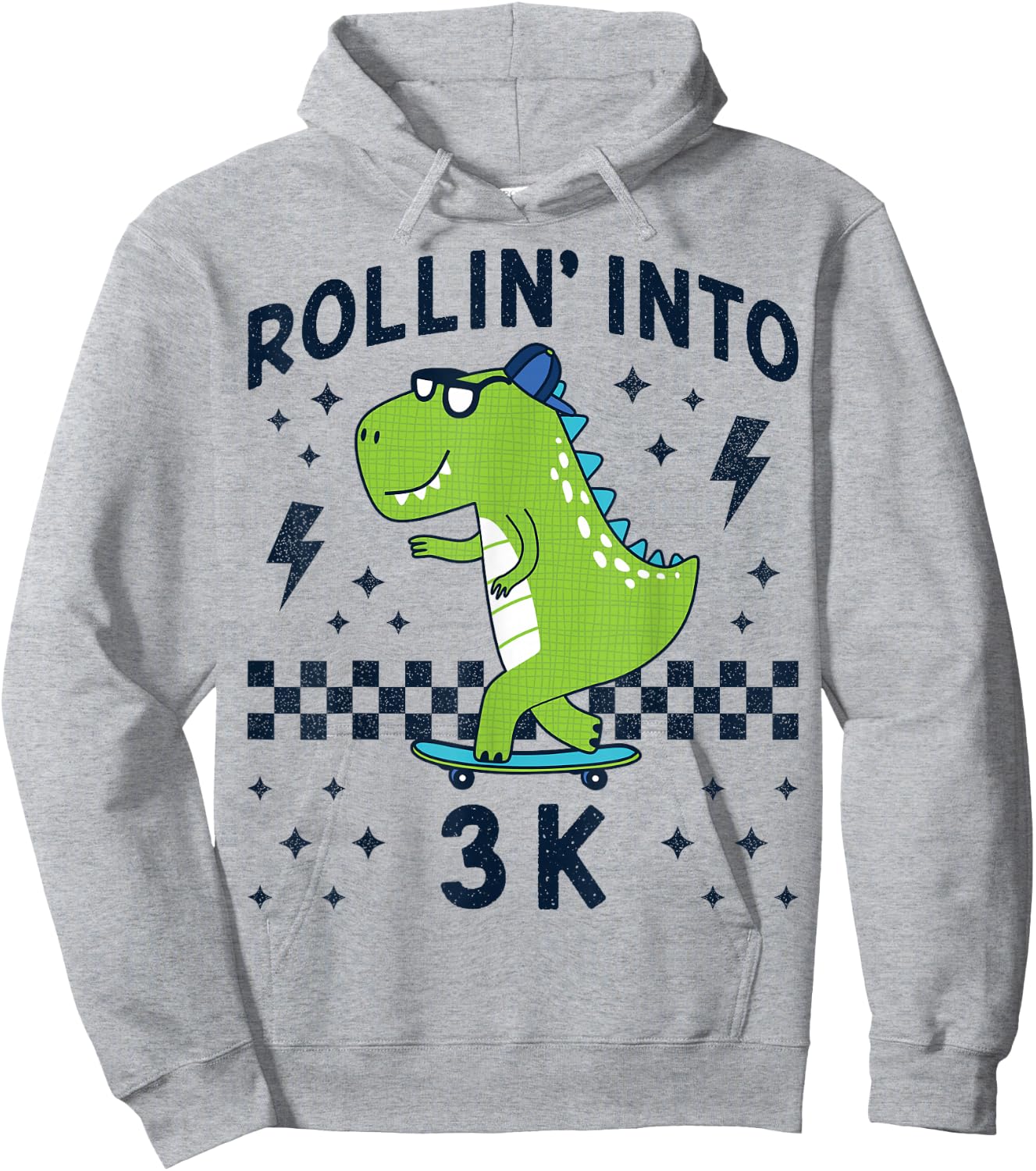 Rollin Into 3K Dinosaur Back to School Kid I’m Ready for 3 K Hoodie - Hoodie | Ash