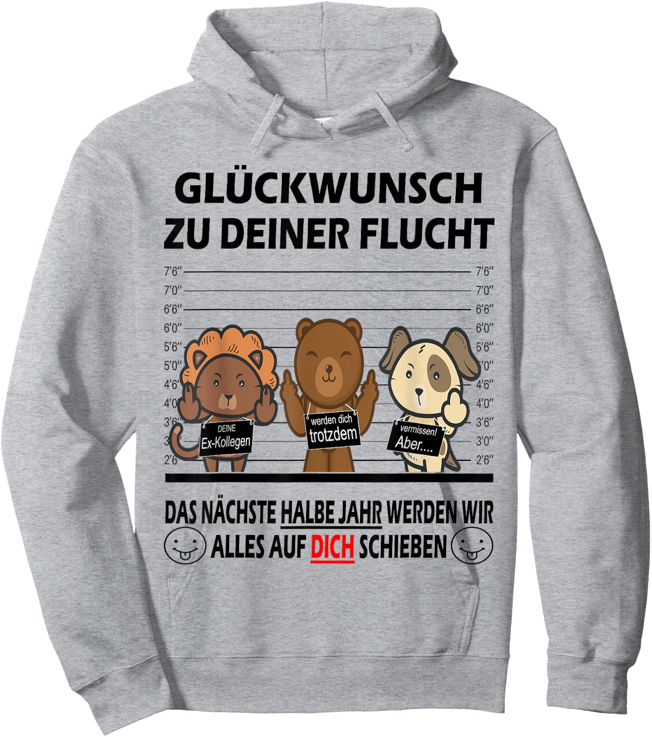 with German Text "Glückwunsch zu Deiner Flucht Neuen Job | Colleagues Farewell, White Hoodie - Hoodie | Ash