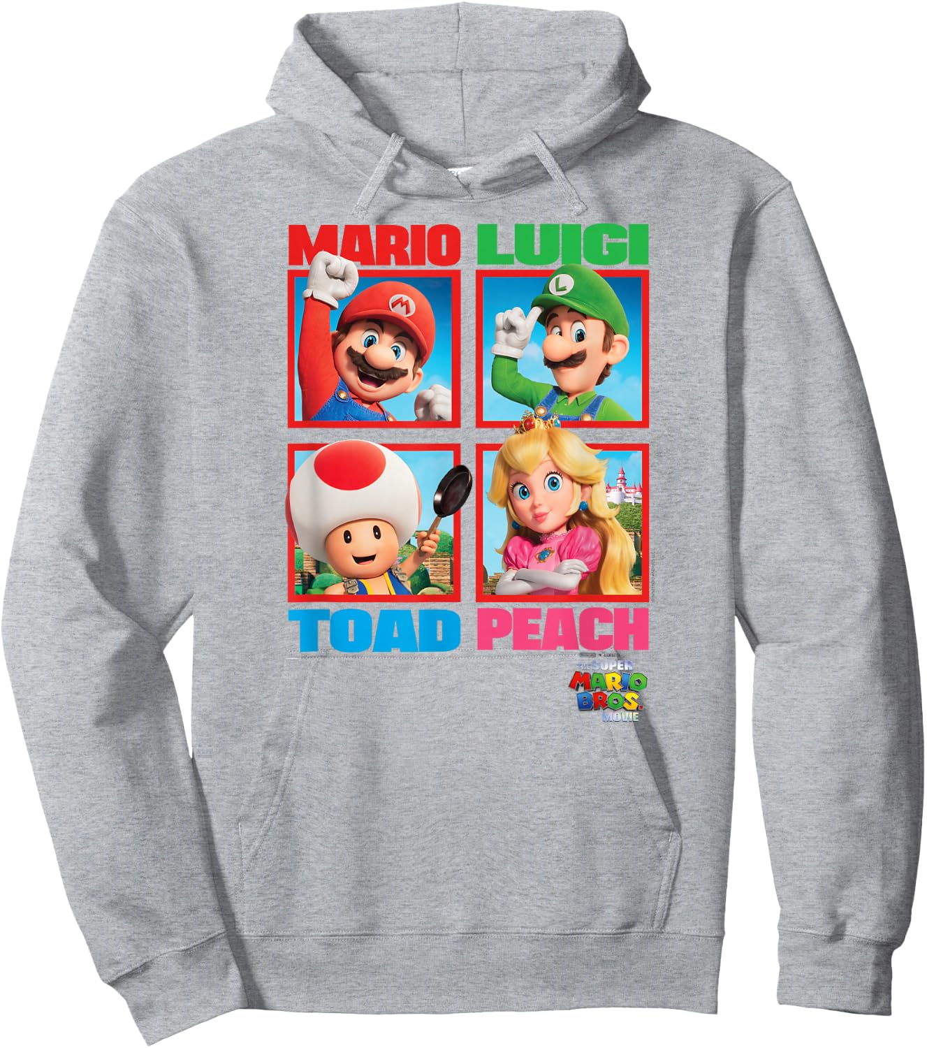 The Super Mario Bros. Movie Mario Peach Toad Luigi Poster , White Hoodie - Hoodie | Ash