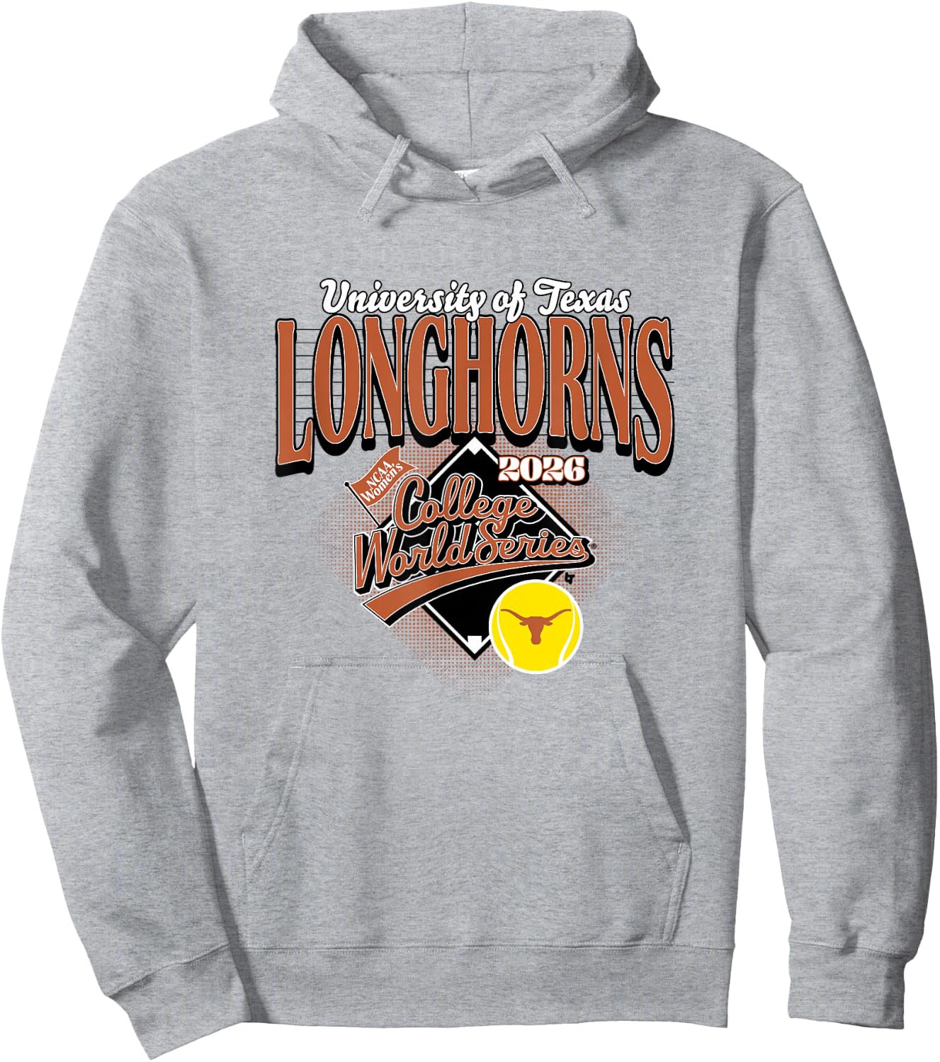 2026 Women's College World Series - Texas Longhorns Softball Hoodie - Hoodie | Ash