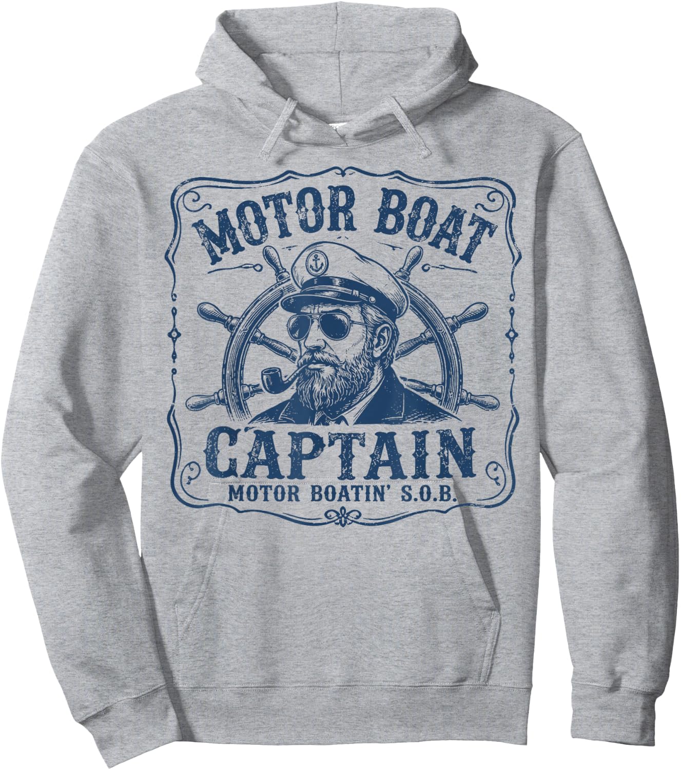 Vintage Motor Boat Captain Funny Pontoon Boating Lake Hoodie - Hoodie | Ash