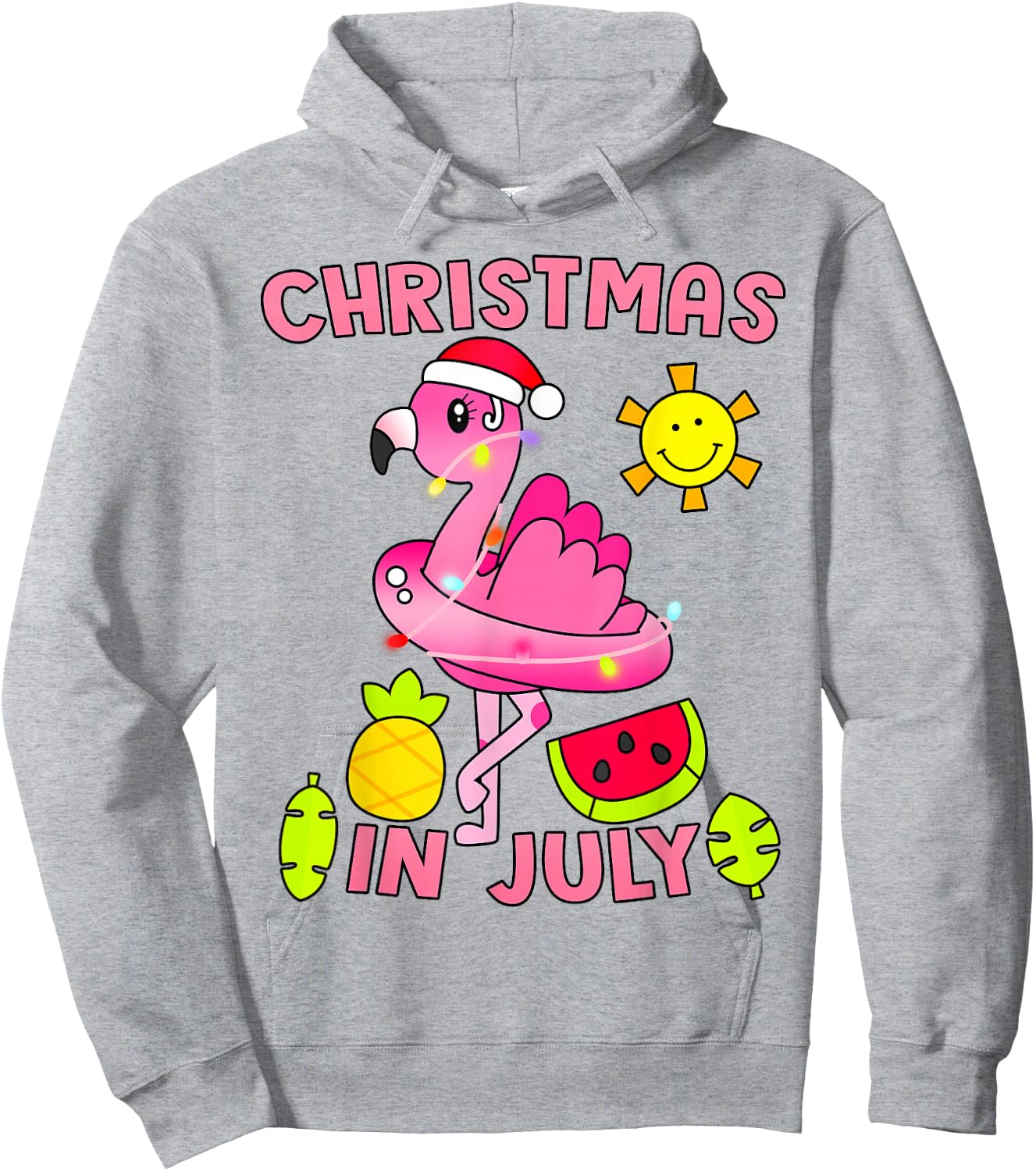 Christmas in July Flamingo Beach Summer Christmas in July Hoodie - Hoodie | Ash