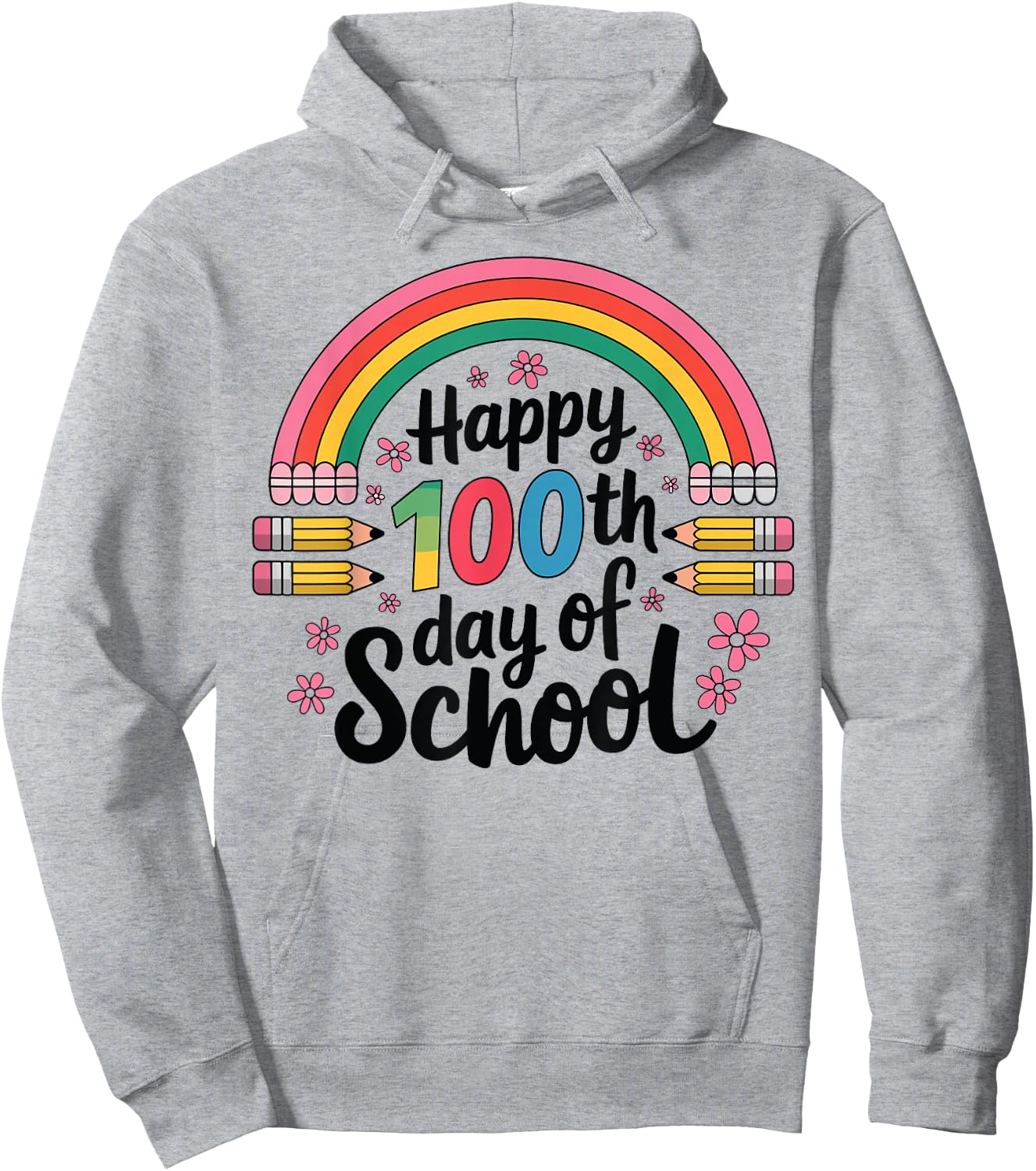 Rainbow 100 Days Of School Happy 100th Day Of School Teacher Hoodie - Hoodie | Ash