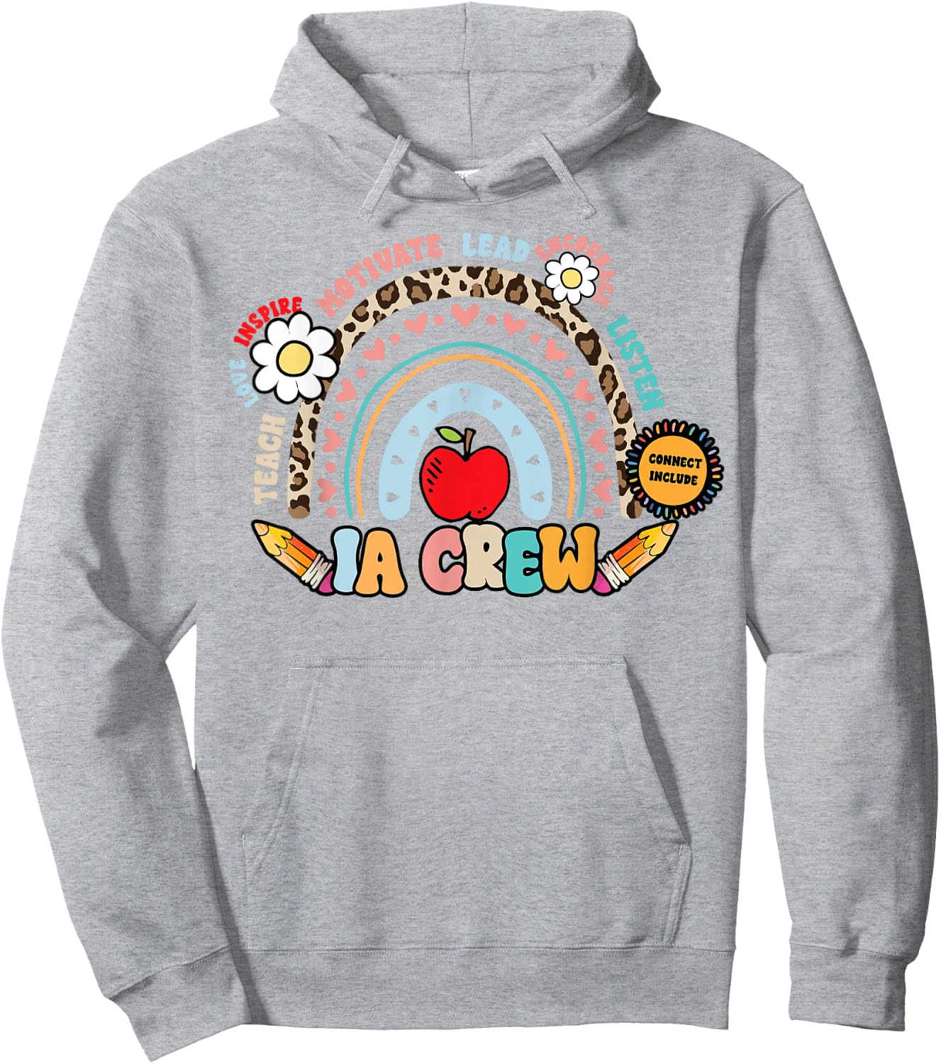 Instructional Assistant Rainbow IA Crew School Teacher Aide Hoodie - Hoodie | Ash