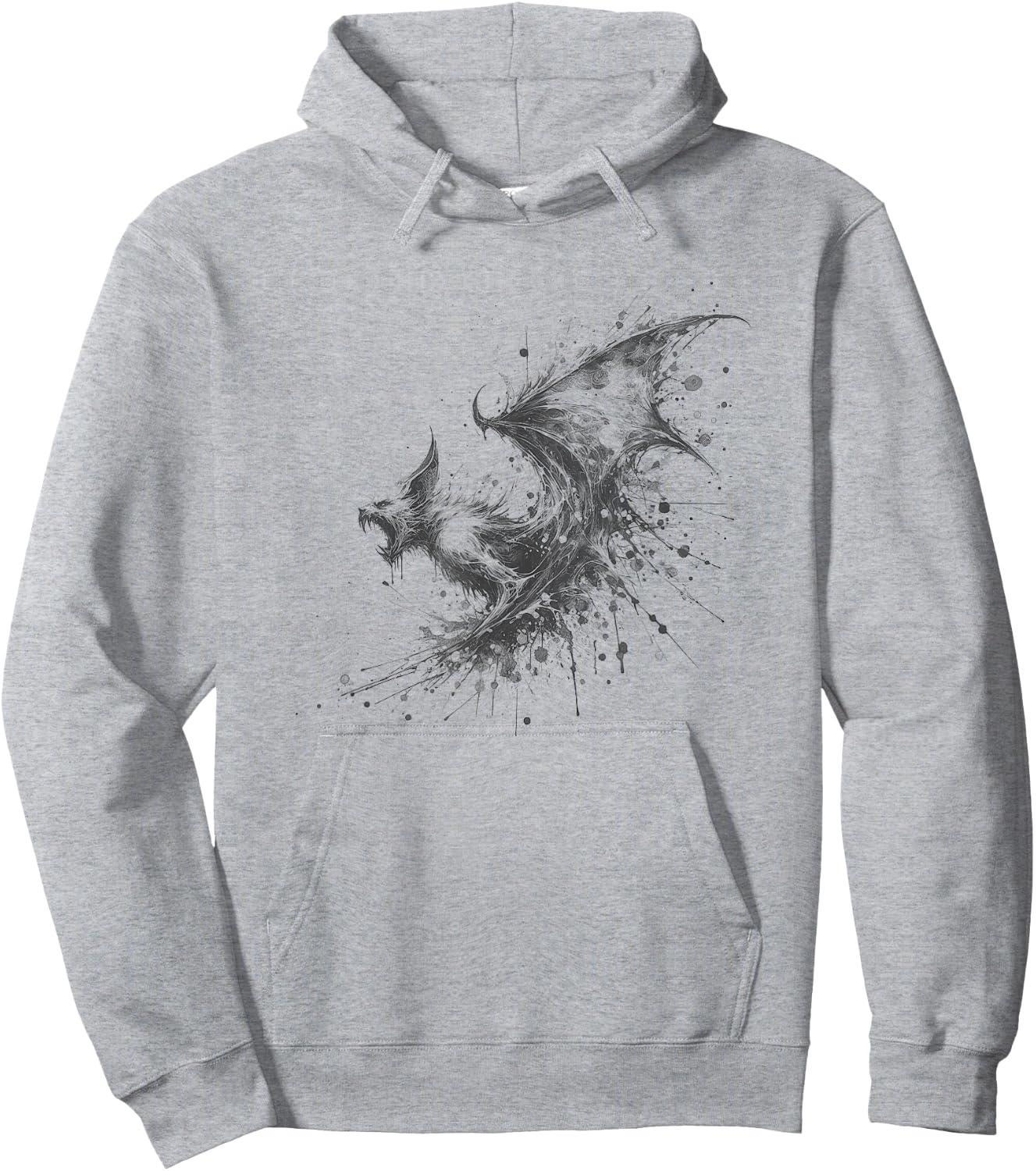 Scary Halloween Vampire Bat Drawing Art Design Hoodie - Hoodie | Ash