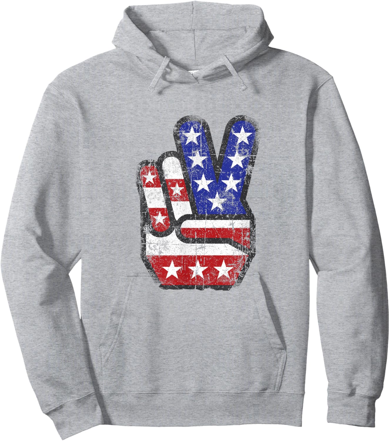 Fourth 4th of July Shirt American Flag Peace Sign Hand Hoodie - Hoodie | Ash