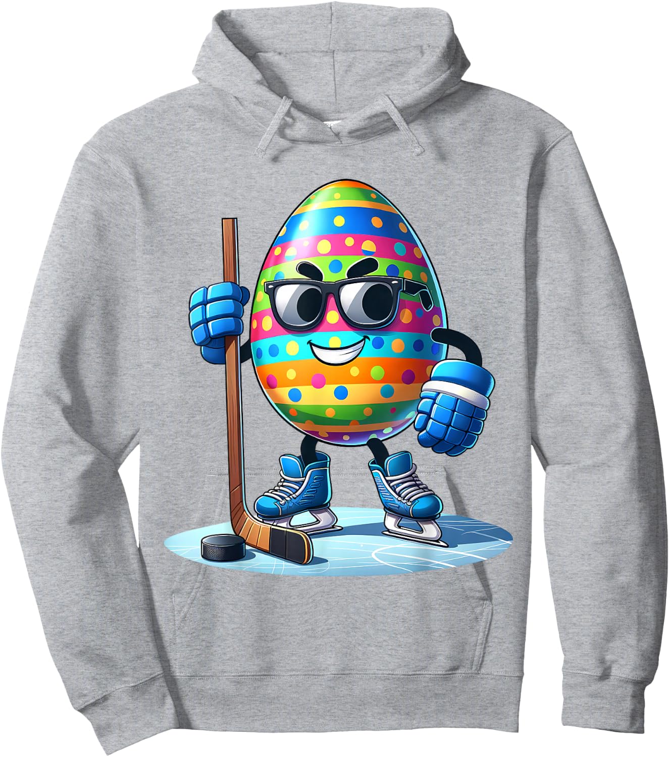 Easter Hockey Lovers Eggs Egg Bunny Rabbits Men Women Boys Hoodie - Hoodie | Ash