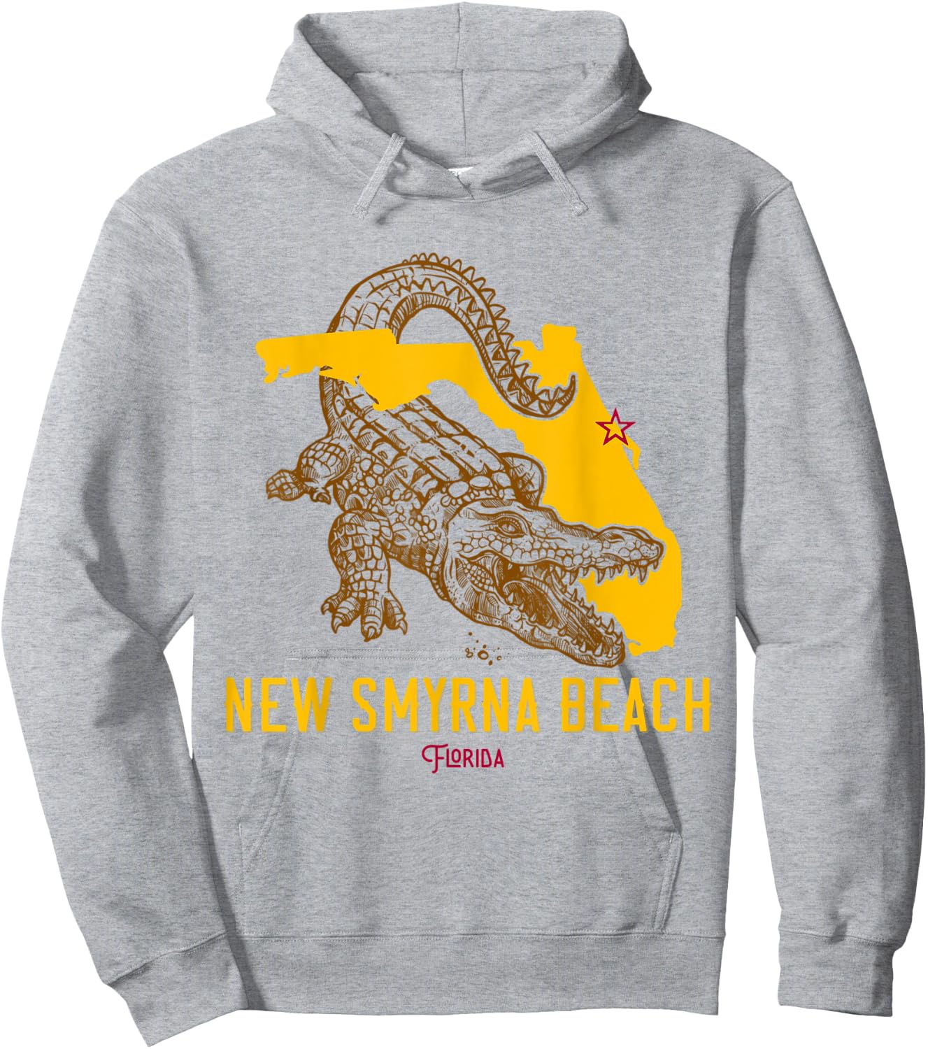 New Smyrna Beach Florida FL Aligator Vacation Surf Sunset Men Women Kids Hoodie - Hoodie | Ash