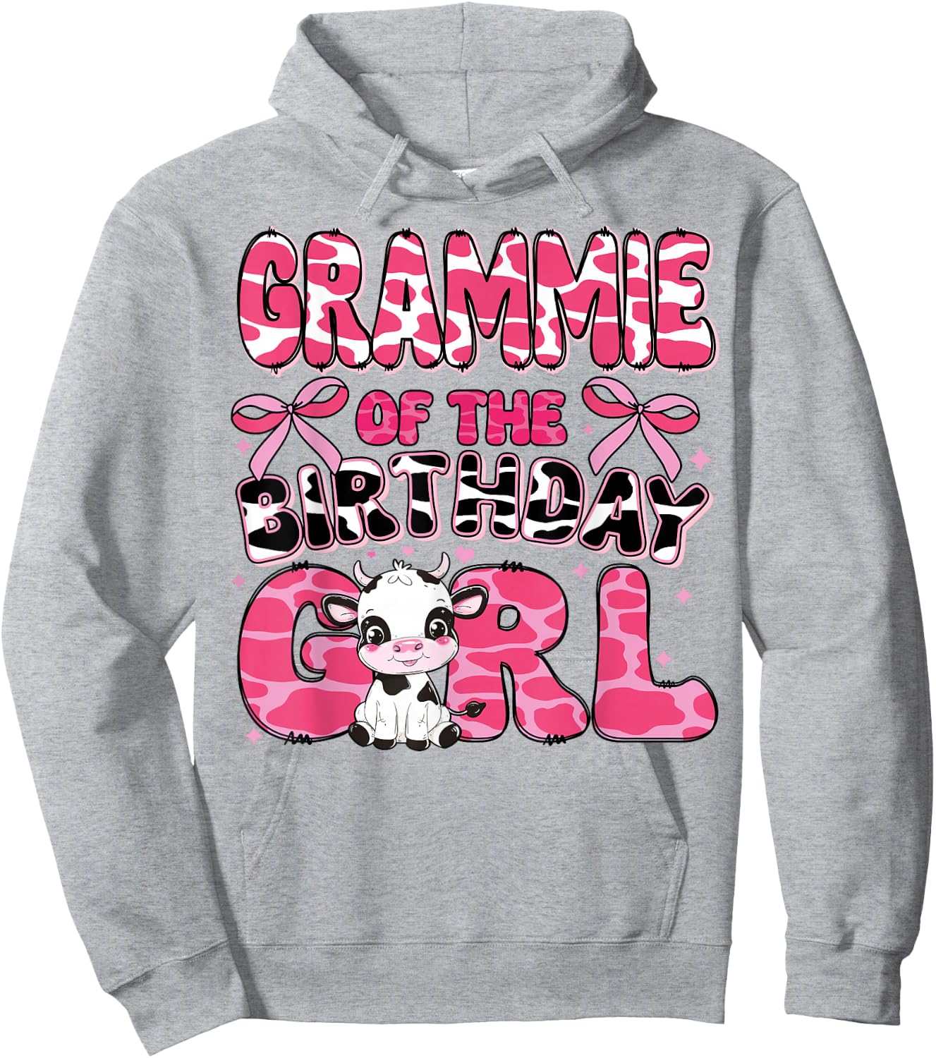 Grammie of the Birthday Girl Cow Farm 1st Birthday Family Hoodie - Hoodie | Ash