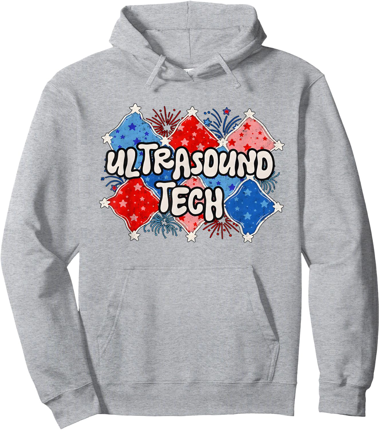 Retro 4th of July Ultrasound Tech OB MFM Sonographer Hoodie - Hoodie | Ash