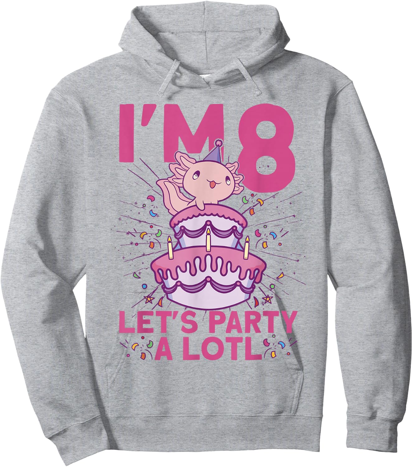 I'm 8 bday Axolotl party cute 8th Birthday Kids Axolotl Hoodie - Hoodie | Ash