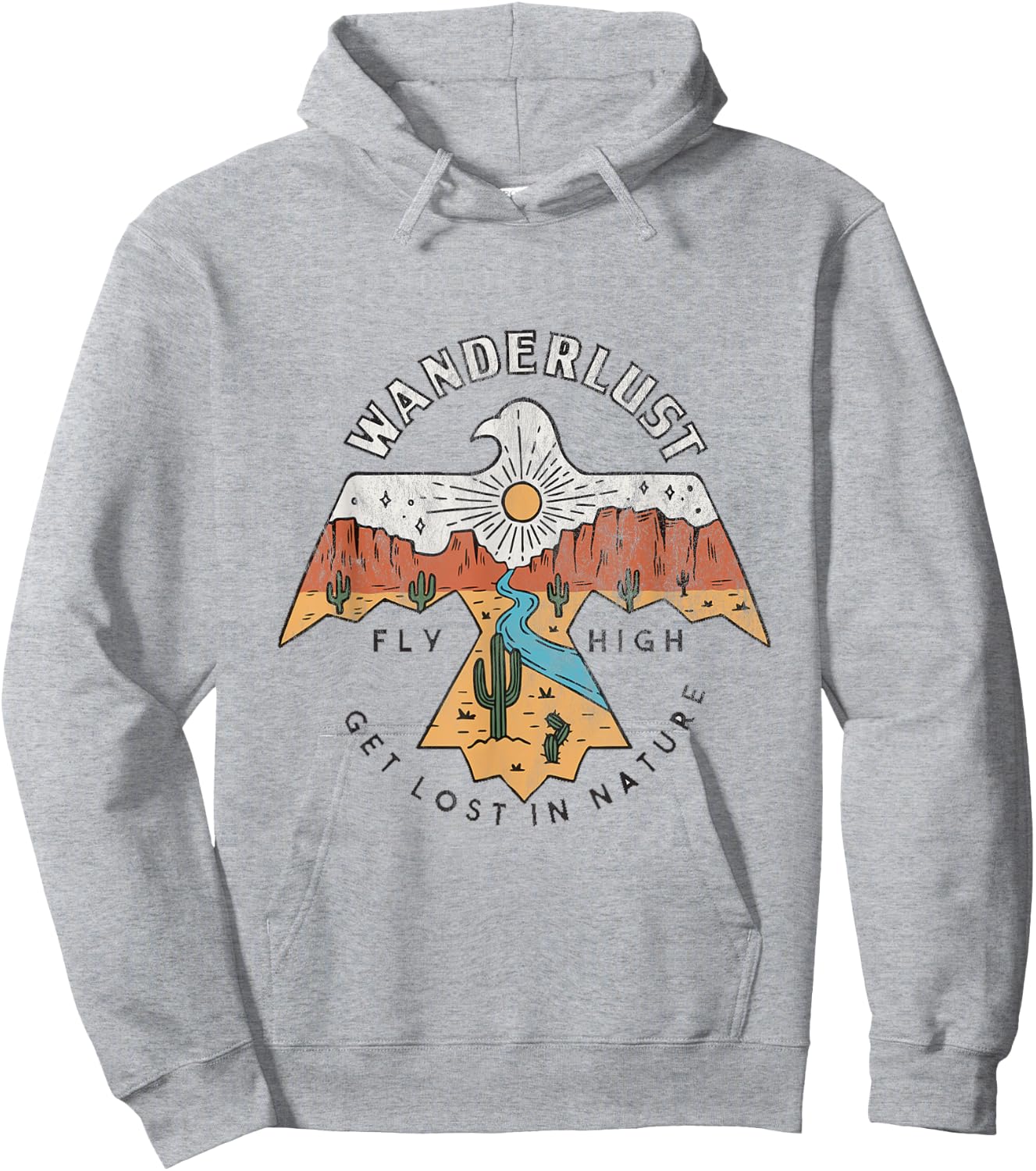 Arizona Wanderlust Thunderbird,Desert Vibes Retro Hoodie - Hoodie | Ash