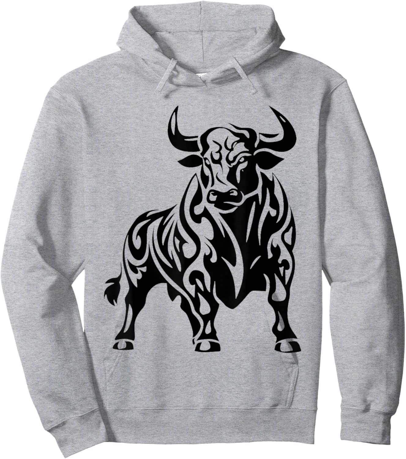 Wild and Mighty Bull - Majestic Pattern , grey, S Hoodie - Hoodie | Ash
