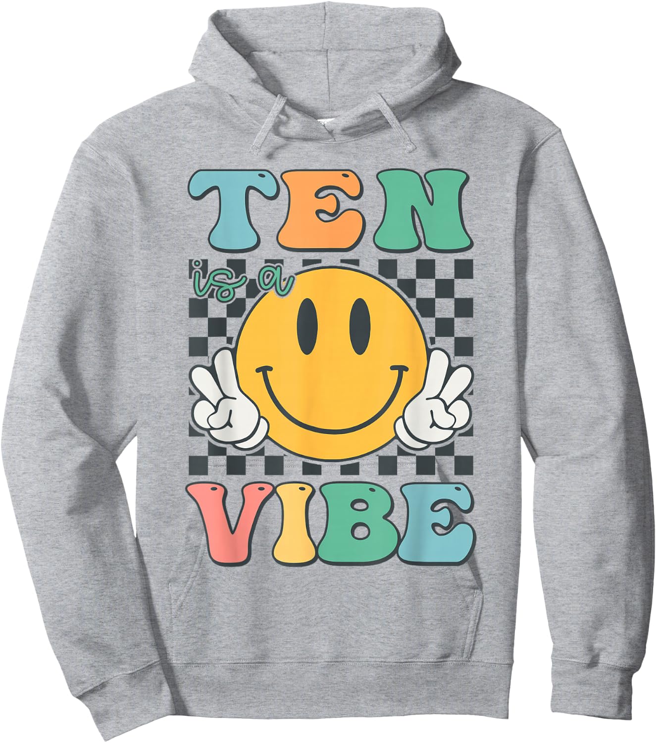Ten Is A Vibe, 10. Geburtstag, Lächeln, Gesicht, Hippie, Junge, Mädchen, Kind Hoodie - Hoodie | Ash