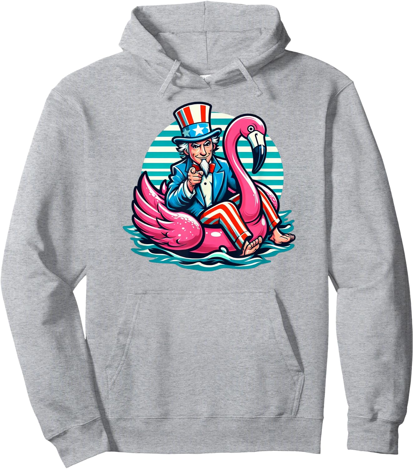 American Flamingo Float Pool Party Hoodie - Hoodie | Ash