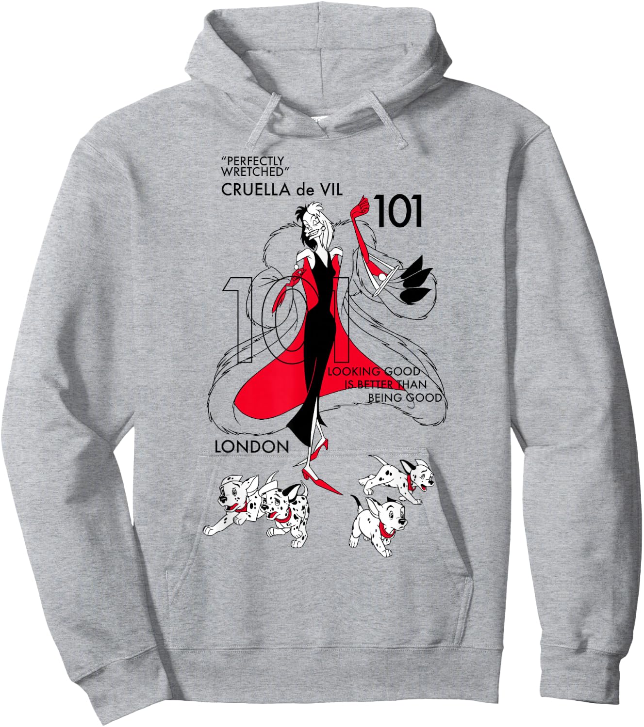 Disney 101 Dalmatians Cruella De Vil Fashion Poster Hoodie - Hoodie | Ash