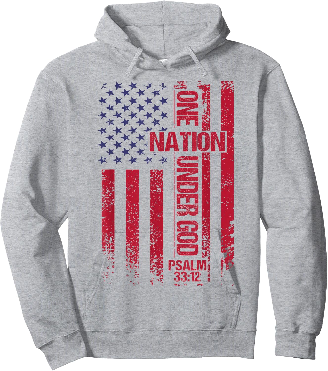One Nation Under God Flag 4th of July Patriotic Christian Hoodie - Hoodie | Ash