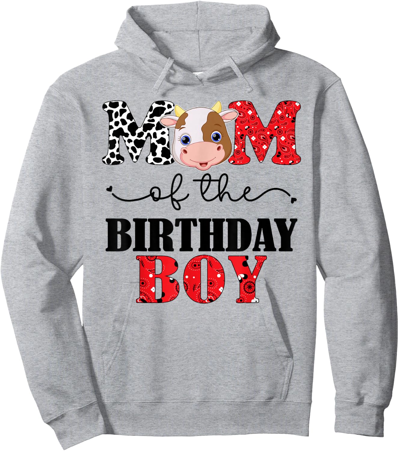 Mom of The Birthday For Boy Cow Farm 1st Birthday Cow Mum Hoodie - Hoodie | Ash