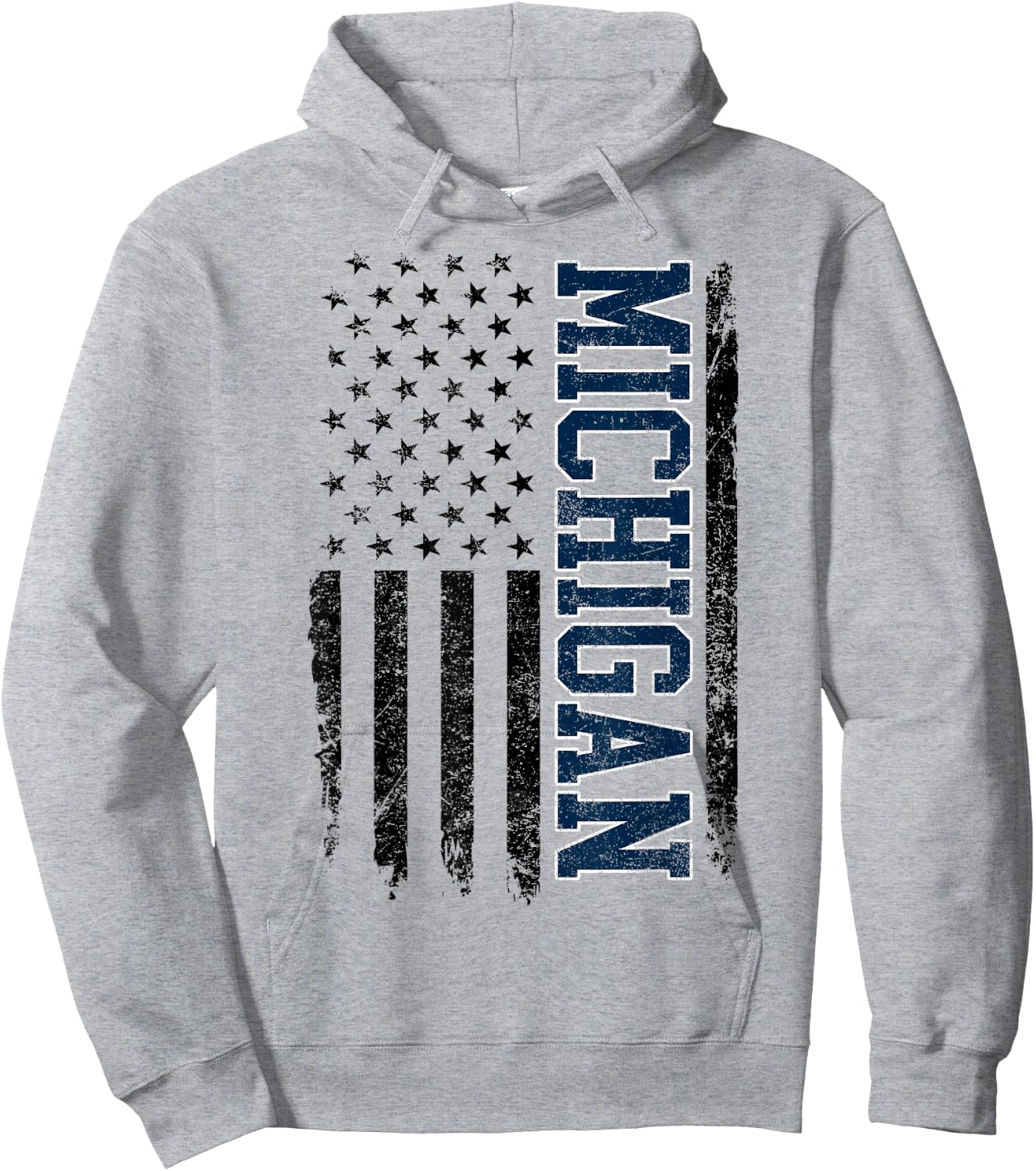 Vintage Michigan Look Maize Blue Men Retro Font Michigan Hoodie - Hoodie | Ash