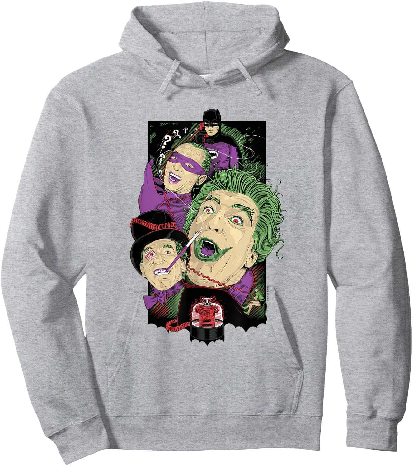 Batman Vintage Joker Penguin Riddler Triple Threat Villains Hoodie - Hoodie | Ash