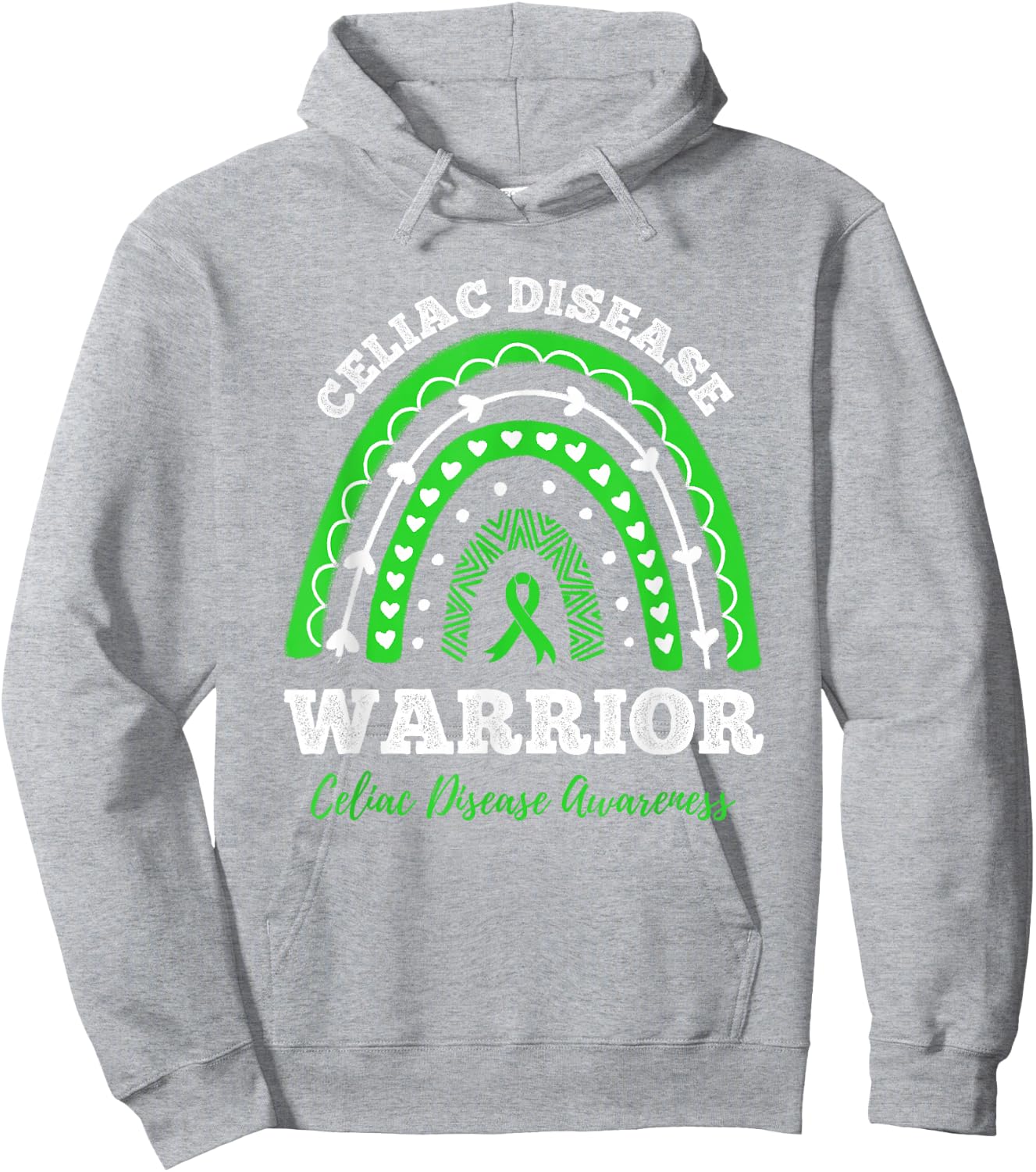 Warrior Green Ribbon Celiac Disease Awareness Hoodie - Hoodie | Ash