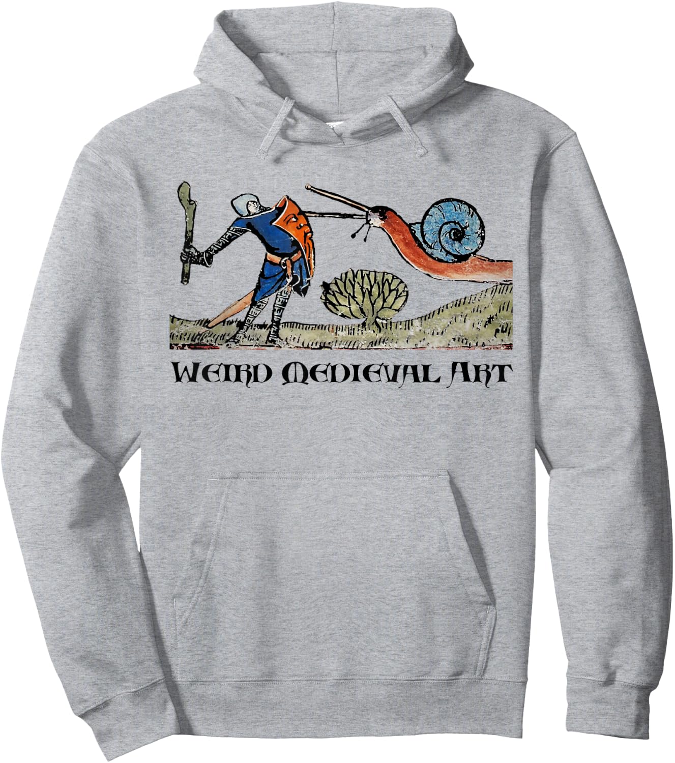 Weird Medieval Art Snail Fight funny strange special absurd Hoodie - Hoodie | Ash