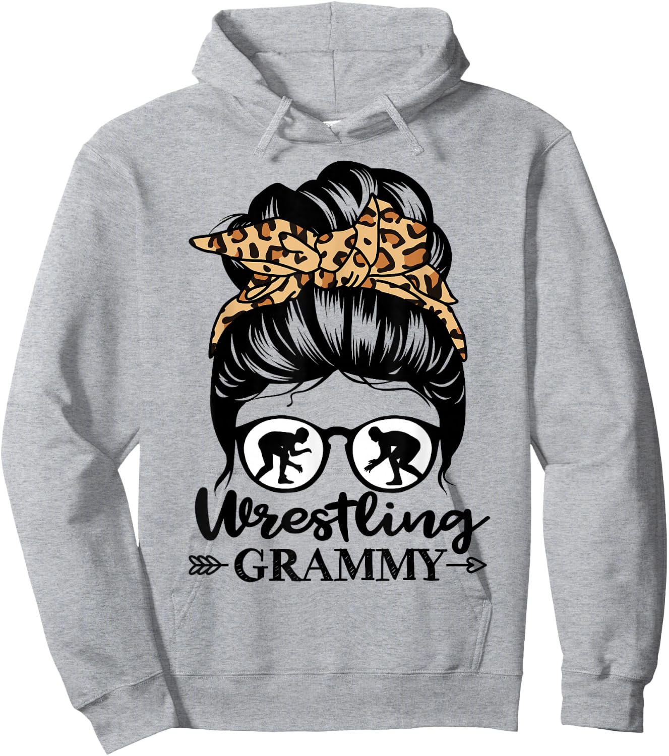 Wrestling Grammy Messy Bun Hair Funny Wrestler Grammy Hoodie - Hoodie | Ash