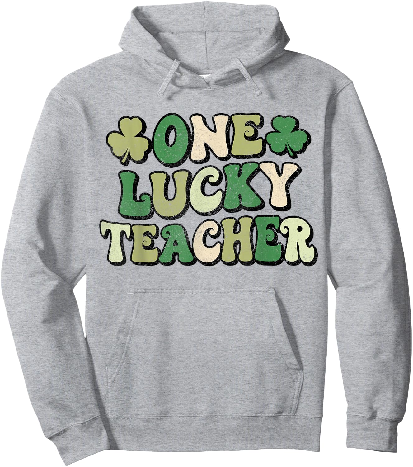 One Lucky Teacher Groovy Retro Teacher St Patrick's Day Women Kids Hoodie - Hoodie | Ash