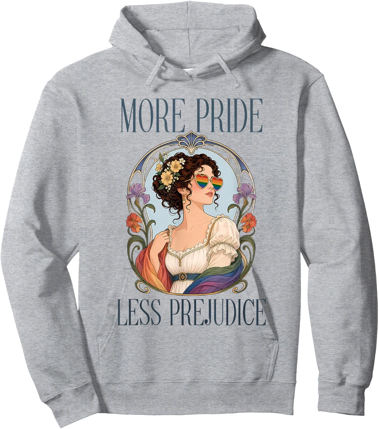 Vintage More Pride Less Prejudice Rainbow Pride Aesthetic Hoodie - Hoodie | Ash
