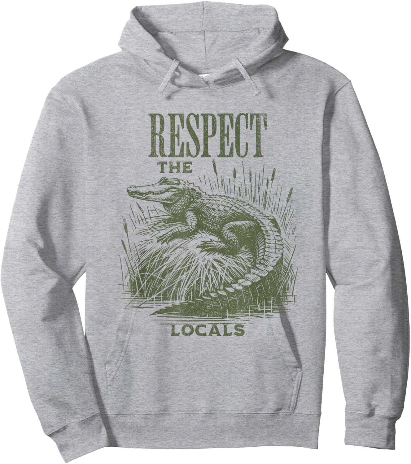 Funny Alligator Respect the Locals Florida Swamps Hoodie - Hoodie | Ash