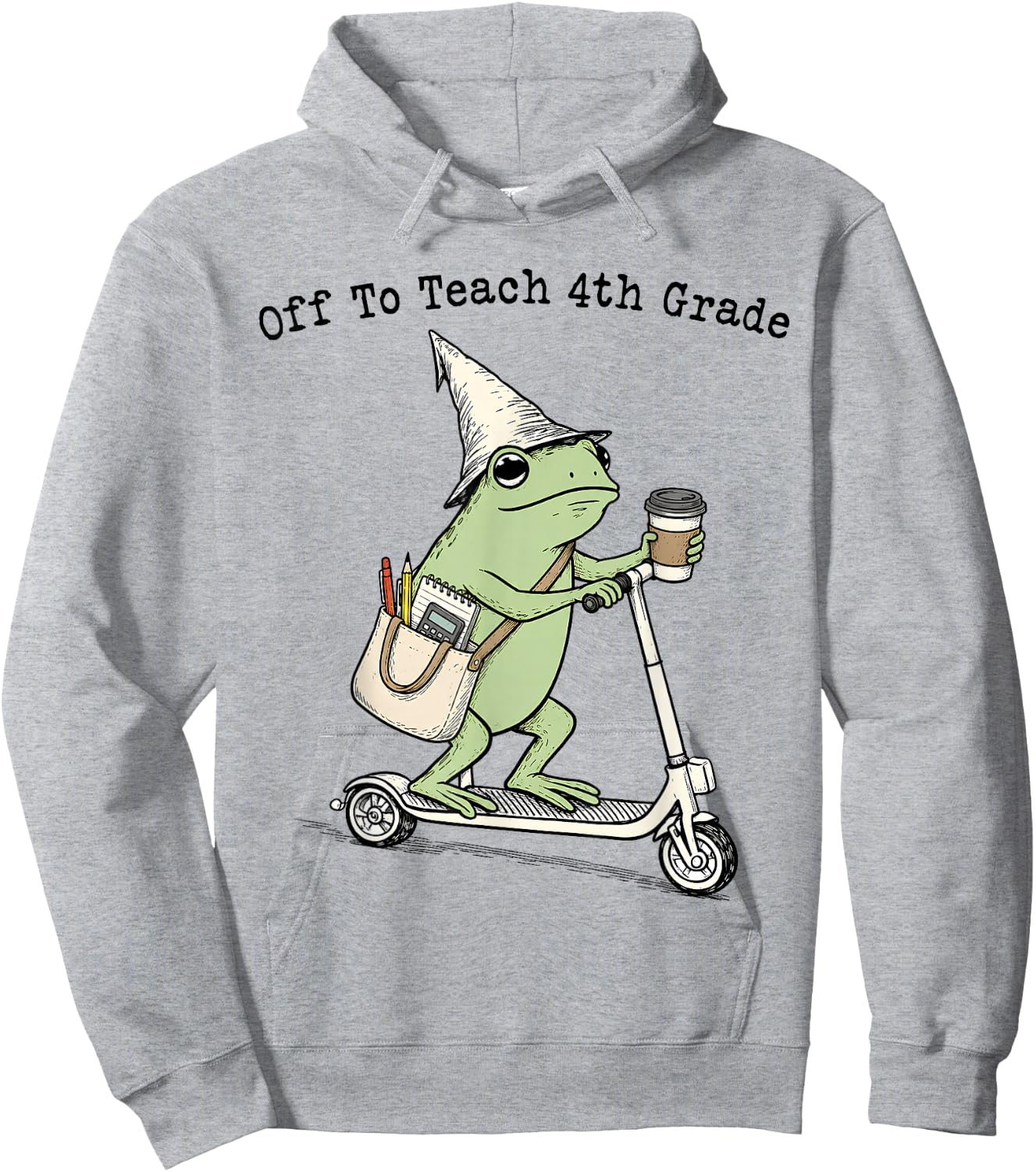 Off to Teach 4th Grade Teacher Frog Funny Back to School Hoodie - Hoodie | Ash