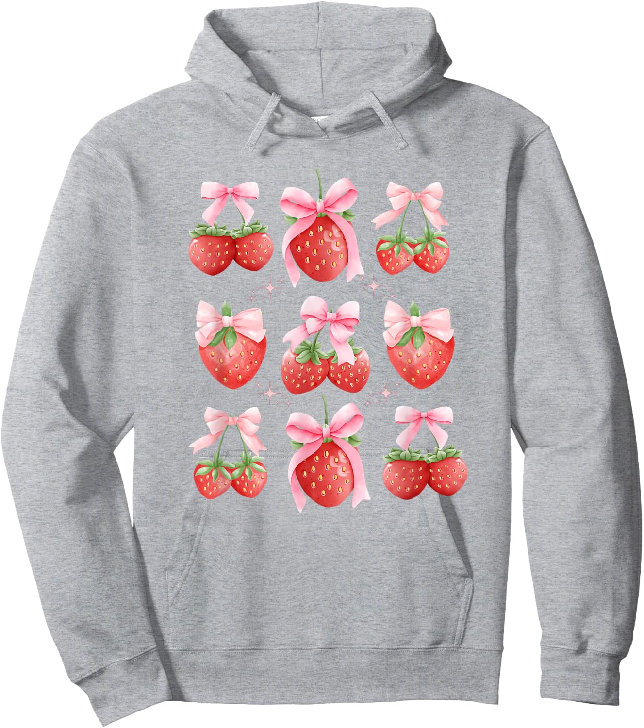 Cute Pink Bow Coquette Strawberry Clean Girl Aesthetic Hoodie - Hoodie | Ash