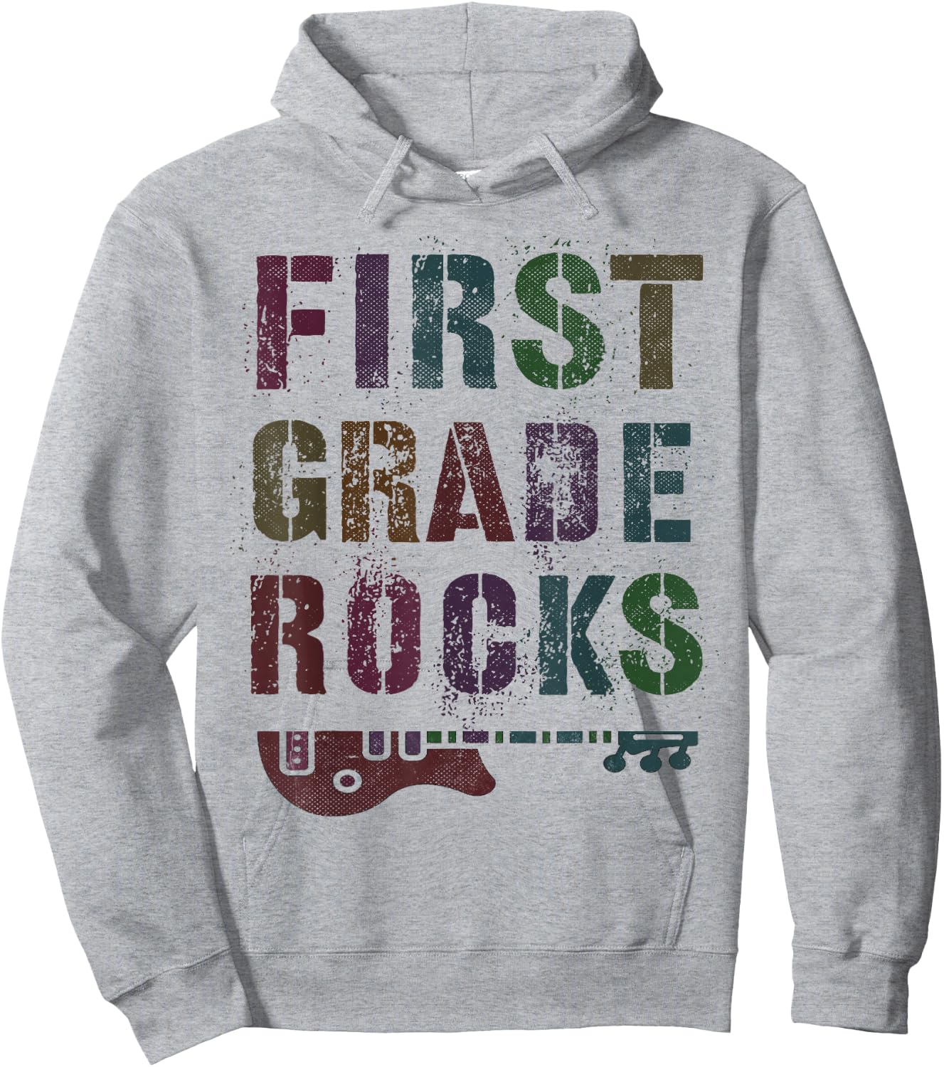 Vintage 1st GRADE ROCKS Teacher Rockstar FIRST ABCD My Jam Hoodie - Hoodie | Ash
