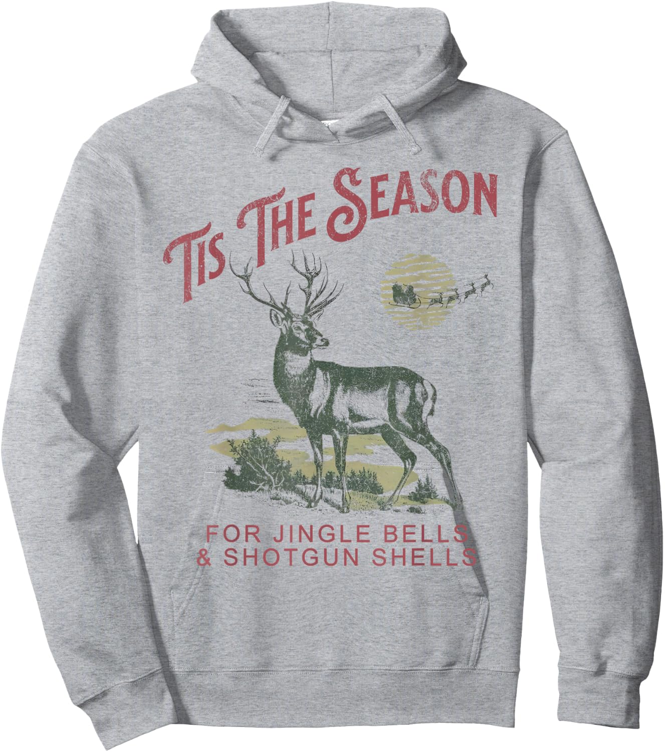 Tis The Season Reindeer Jingle Bells Vintage Shotgun-Shells Hoodie - Hoodie | Ash
