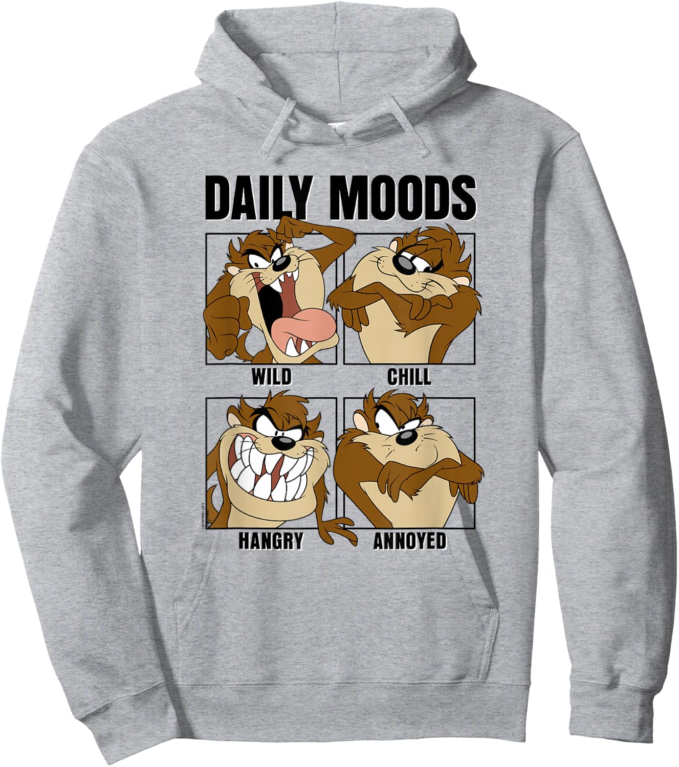 Looney Tunes Tazmanian Devil Daily Moods Panels Small Hoodie - Hoodie | Ash