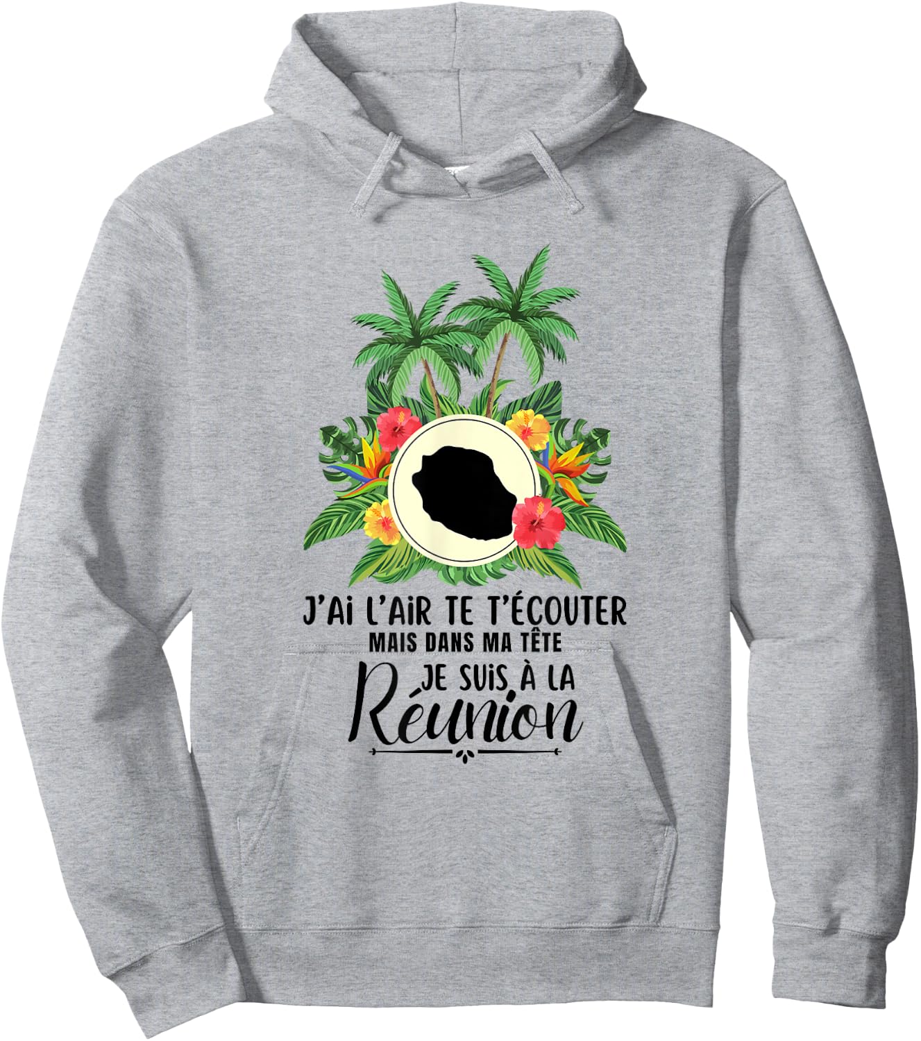 Funny I Look Like You Listen Ile de la Réunion 974 , white, S Hoodie - Hoodie | Ash
