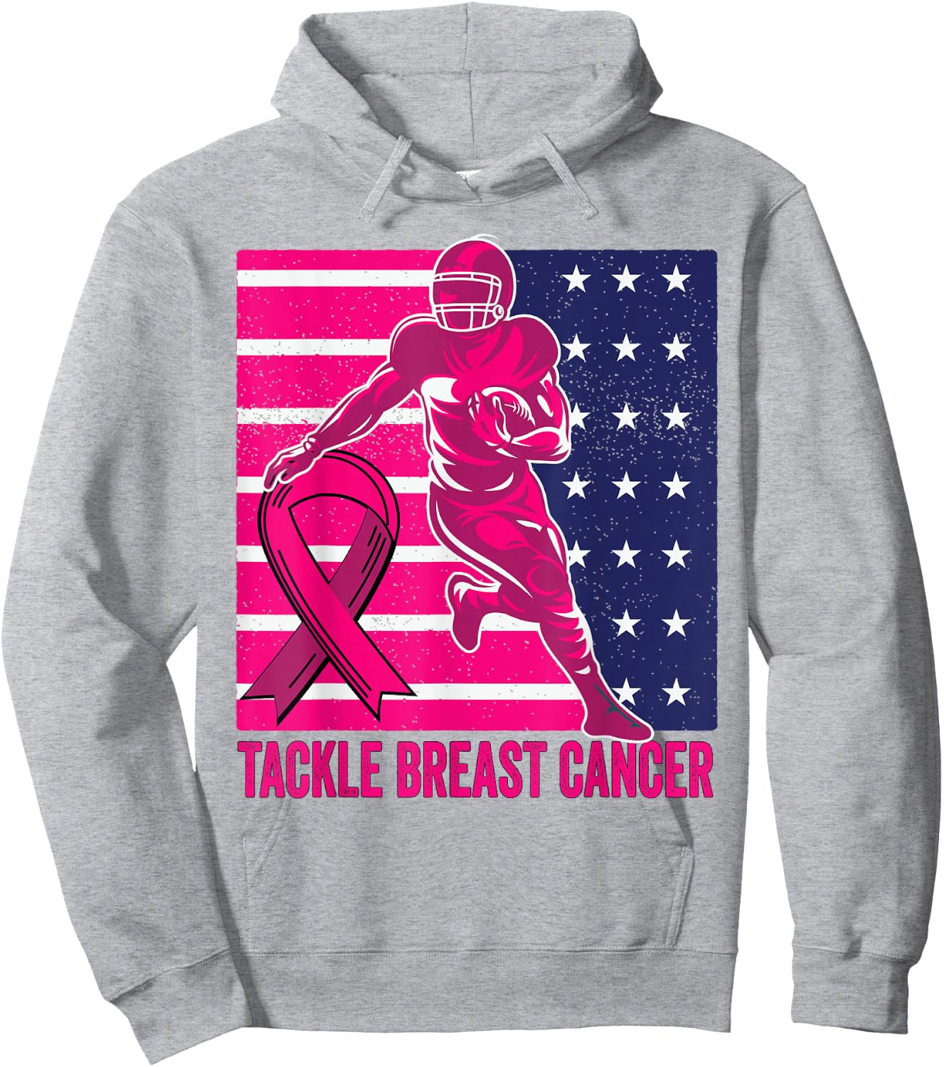 Tackle Breast Cancer Pink Out Football Breast Cancer Hoodie - Hoodie | Ash