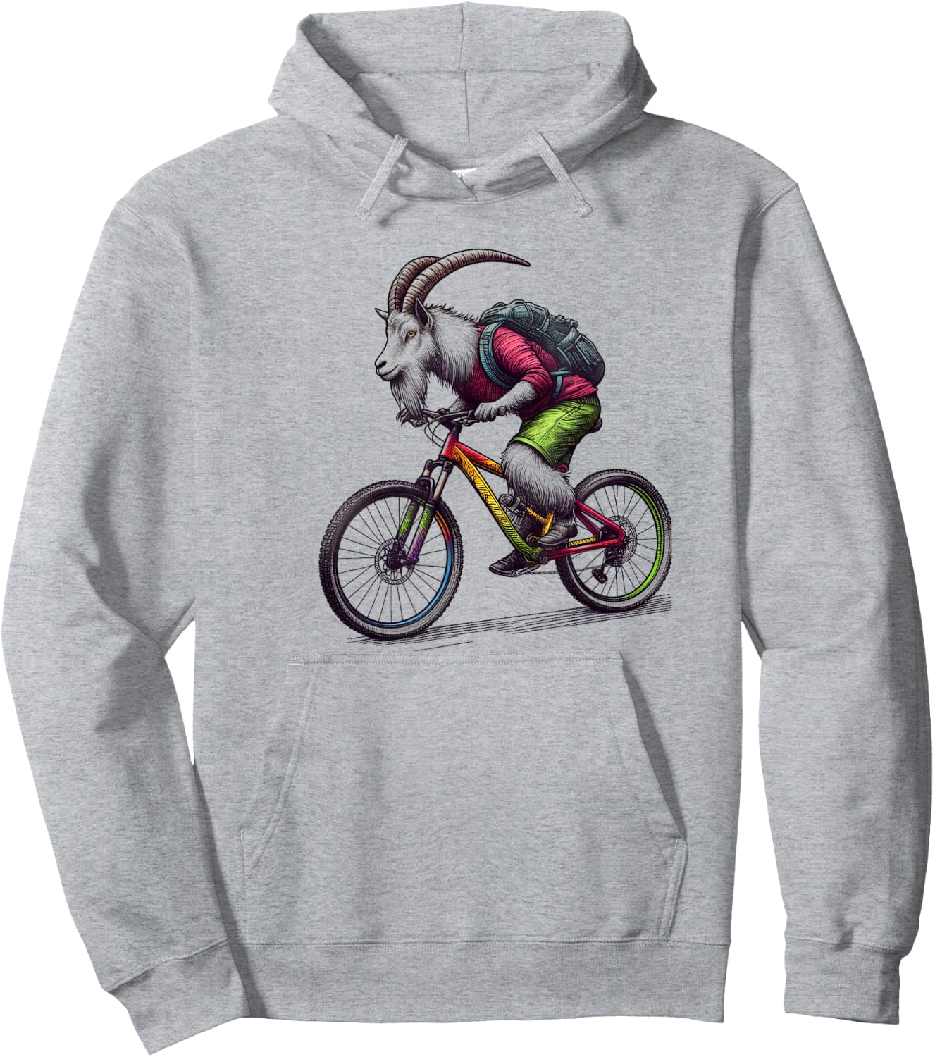 Mountain Goat Riding Mountain Bike Hoodie - Hoodie | Ash