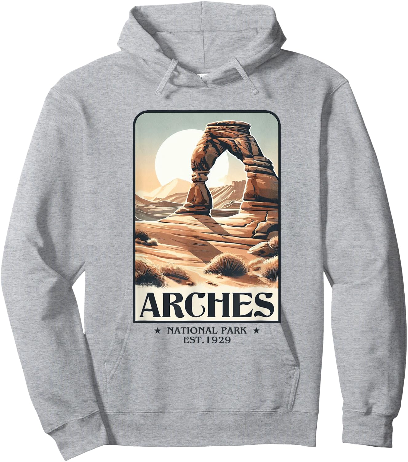 Arches National Park Vintage Retro Camper Hiker Outdoor Hoodie - Hoodie | Ash