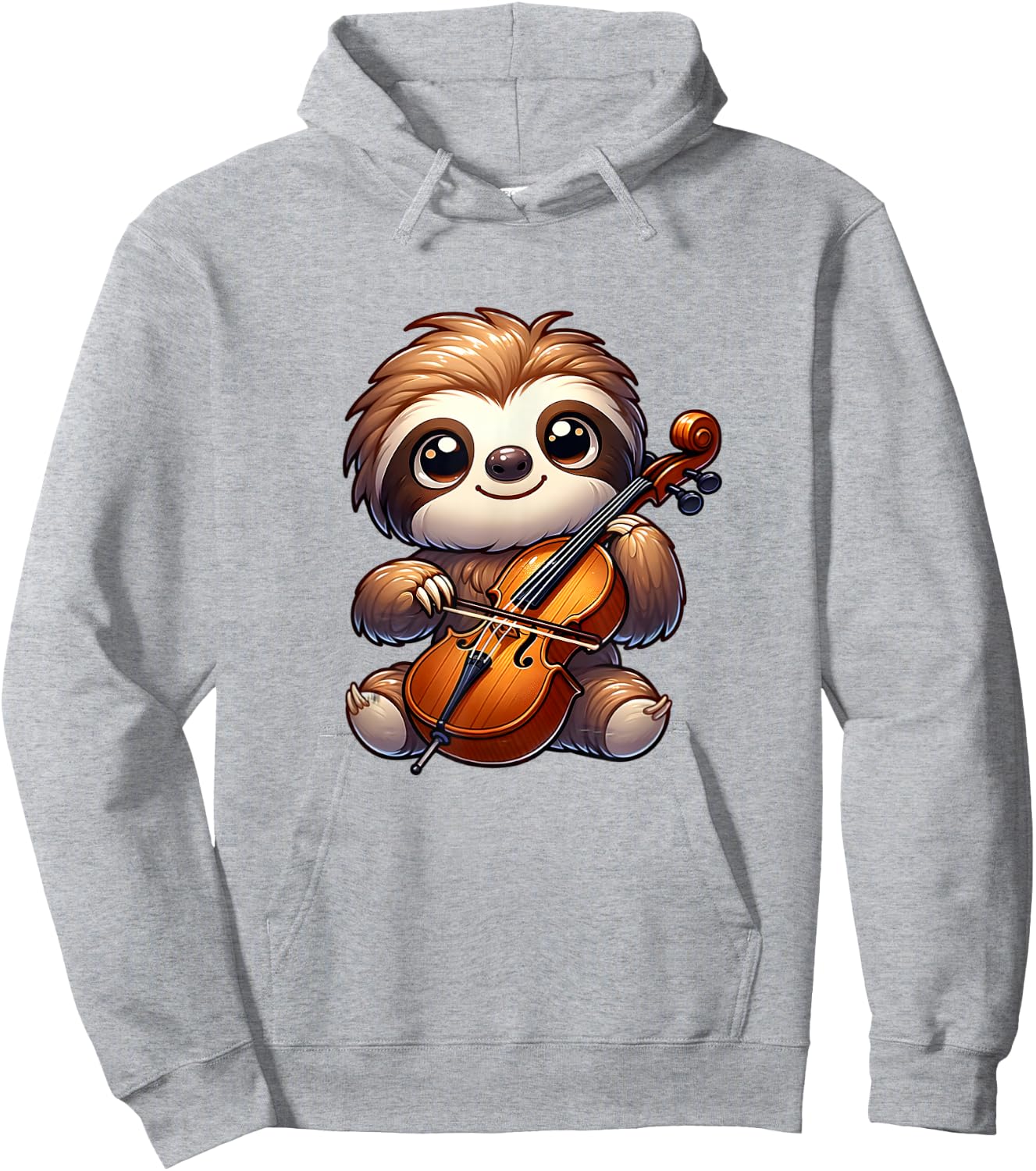Cute Sloth Playing Cello Kids Boys Girls Kawaii Sloth Lover Hoodie - Hoodie | Ash