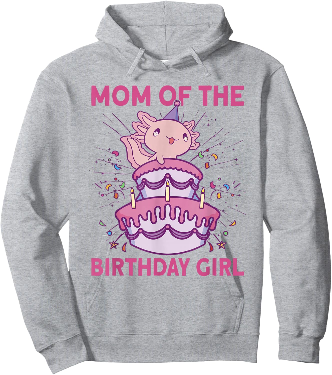 Mom of the Birthday Axolotl Bday Axolotl Birthday Girl Hoodie - Hoodie | Ash